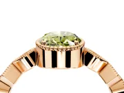 Milgrain Bezel Engagement Ring Setting for Fancy Yellow Oval Center with Marquise Stations and Bezel Head in Rose Gold
