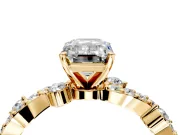 Solitaire Engagement Ring Setting for Emerald Cut Center with Bar-Station Pave Twist and Prong Head in Yellow Gold