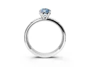 Solitaire Engagement Ring Setting for Fancy Blue Pear-Shaped Center with Scrollwork Band and Prong Head in Sterling Silver