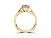 Split Shank Engagement Ring Setting for Round Cut Center with Pave Split Shank and Prong Head in Yellow Gold