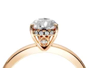 Solitaire Engagement Ring Setting for Pear-Shaped Center with Fine Wire Band and Prong Head in Rose Gold