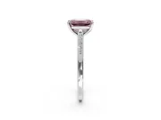 Solitaire Engagement Ring Setting for Fancy Pink Emerald Cut Center with Channel Accents and Prong Head in Platinum