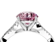 Solitaire Engagement Ring Setting for Fancy Pink Round Cut Center with Twisted Pave Split Shank and Prong Head in Sterling Silver