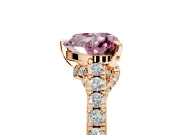 Solitaire Engagement Ring Setting for Fancy Pink Heart-Shaped Center with Crossover Accents and Prong Head in Rose Gold