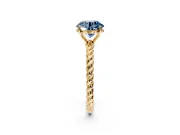 Solitaire Engagement Ring Setting for Fancy Blue Round Cut Center with Plain Twisted Rope Band and Prong Head in Yellow Gold