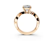 Solitaire Engagement Ring Setting for Princess Cut Center with Half-Pave Crossover Band and Prong Head in Rose Gold