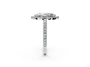 Pave Halo Engagement Ring Setting for Marquise Center with Single Row Pave Band and Prong Head in Sterling Silver