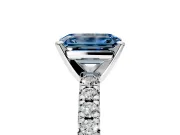 Solitaire Engagement Ring Setting for Fancy Blue Emerald Cut Center with Large Accents and Prong Head in Platinum