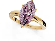 Solitaire Engagement Ring Setting for Fancy Pink Marquise Center with Basket Rail and Prong Head in Yellow Gold