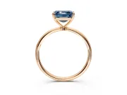 Solitaire Engagement Ring Setting for Fancy Blue Asscher Cut Center with Straight Thin Band and Prong Head in Rose Gold