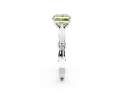 Solitaire Engagement Ring Setting for Fancy Yellow Princess Cut Center with Carved Leaf Shoulders and Prong Head in Sterling Silver