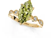 Solitaire Engagement Ring Setting for Fancy Yellow Marquise Center with Milgrain Bezel Accents and Prong Head in Yellow Gold