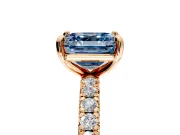 Solitaire Engagement Ring Setting for Fancy Blue Asscher Cut Center with Shared-Prong Accents and Prong Head in Rose Gold