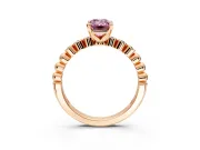 Solitaire Engagement Ring Setting for Fancy Pink Emerald Cut Center with Bezel-Dot Beaded Band and Prong Head in Rose Gold