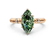 Rope Engagement Ring Setting for Fancy Green Marquise Center with Accent Shoulders and Prong Head in Rose Gold