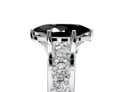 Solitaire Engagement Ring Setting for Fancy Black Marquise Center with Graduated Shared Prongs and Prong Head in Platinum