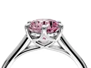 Solitaire Engagement Ring Setting for Fancy Pink Round Cut Center with Cathedral Band and Prong Head in Platinum