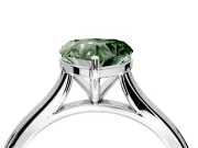 Solitaire Engagement Ring Setting for Fancy Green Heart-Shaped Center with Narrow Cathedral Band and Prong Head in White Gold