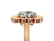 Cluster Halo Engagement Ring Setting for Oval Center with Milgrain Bezel Accents and Prong Head in Rose Gold
