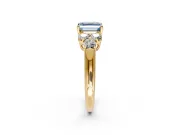 Cluster Engagement Ring Setting for Fancy Blue Asscher Cut Center with Round Cut Accent Frame and Prong Head in Yellow Gold