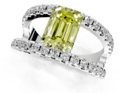 Solitaire Engagement Ring Setting for Fancy Yellow Emerald Cut Center with Wide-Open Split Shank and Prong Head in Platinum