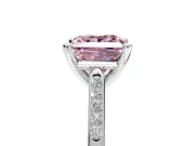 Solitaire Engagement Ring Setting for Fancy Pink Princess Cut Center with Channel Accents and Prong Head in White Gold