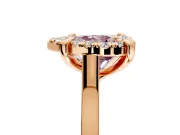 Single Halo Engagement Ring Setting for Fancy Pink Heart-Shaped Center with Corner Claws, Plain Band and Prong Head in Rose Gold