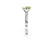 Side Accent Engagement Ring Setting for Fancy Yellow Oval Center with Accent Shoulders and Prong Head in Sterling Silver