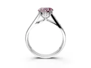 Solitaire Engagement Ring Setting for Fancy Pink Heart-Shaped Center with Cathedral Channel Band and Prong Head in White Gold