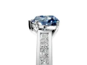 Solitaire Engagement Ring Setting for Fancy Blue Heart-Shaped Center with Princess Cut Channel Band and Prong Head in White Gold