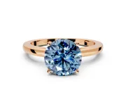 Solitaire Engagement Ring Setting for Fancy Blue Round Cut Center with Basket Rail and Prong Head in Rose Gold