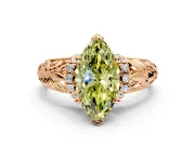 Solitaire Engagement Ring Setting for Fancy Yellow Marquise Center with Filigree Accent Basket and Prong Head in Rose Gold