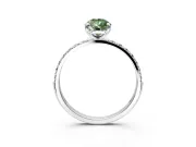 Solitaire Engagement Ring Setting for Fancy Green Pear-Shaped Center with Pave Accents and Prong Head in Sterling Silver