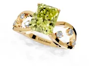 Solitaire Engagement Ring Setting for Fancy Yellow Radiant Cut Center with Criss-Cross Accent Band and Prong Head in Yellow Gold