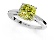 Solitaire Engagement Ring Setting for Fancy Yellow Cushion Cut Center with Flat-Sided Plain Band and Prong Head in Sterling Silver