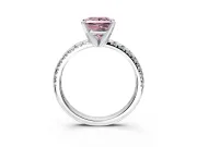 Solitaire Engagement Ring Setting for Fancy Pink Princess Cut Center with Large Accents and Prong Head in Platinum