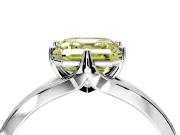 Solitaire Engagement Ring Setting for Fancy Yellow Asscher Cut Center with Plain Split Shank and Prong Head in Sterling Silver