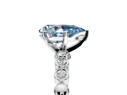 Solitaire Engagement Ring Setting for Fancy Blue Pear-Shaped Center with Bezel-Dot Beaded Band and Prong Head in Platinum
