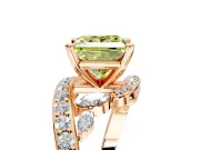 Solitaire Engagement Ring Setting for Fancy Yellow Princess Cut Center with Pave Bypass Twist Band and Prong Head in Rose Gold