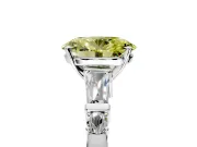 Bar-Set Engagement Ring Setting for Fancy Yellow Oval Center with Tapered Baguette Accents and Prong Head in Platinum