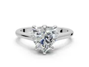 Solitaire Engagement Ring Setting for Heart-Shaped Center with Cathedral Band and Prong Head in Platinum