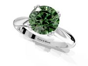 Solitaire Engagement Ring Setting for Fancy Green Round Cut Center with Reverse Tapered Band and Prong Head in Platinum