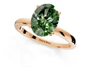 Solitaire Engagement Ring Setting for Fancy Green Oval Center with Thin Rounded Plain Band and Prong Head in Rose Gold