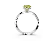 Side Accent Engagement Ring Setting for Fancy Yellow Round Cut Center with Accent Shoulders and Prong Head in Sterling Silver