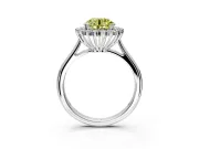 Starburst Halo Engagement Ring Setting for Fancy Yellow Round Cut Center with Thin Round-Wire Band and Prong Head in Platinum