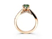 Solitaire Engagement Ring Setting for Fancy Green Cushion Cut Center with Crossover Accents and Prong Head in Rose Gold