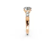 5 Stone Engagement Ring Setting for Round Cut Center with Plain Band and Prong Head in Rose Gold
