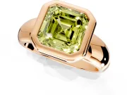 Solitaire Engagement Ring Setting for Fancy Yellow Asscher Cut Center with Wide Band and Bezel Head in Rose Gold
