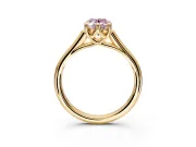 Solitaire Engagement Ring Setting for Fancy Pink Oval Center with Cathedral Band and Prong Head in Yellow Gold
