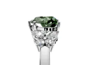 Solitaire Engagement Ring Setting for Fancy Green Heart-Shaped Center with Marquise Flower Shoulders and Prong Head in White Gold